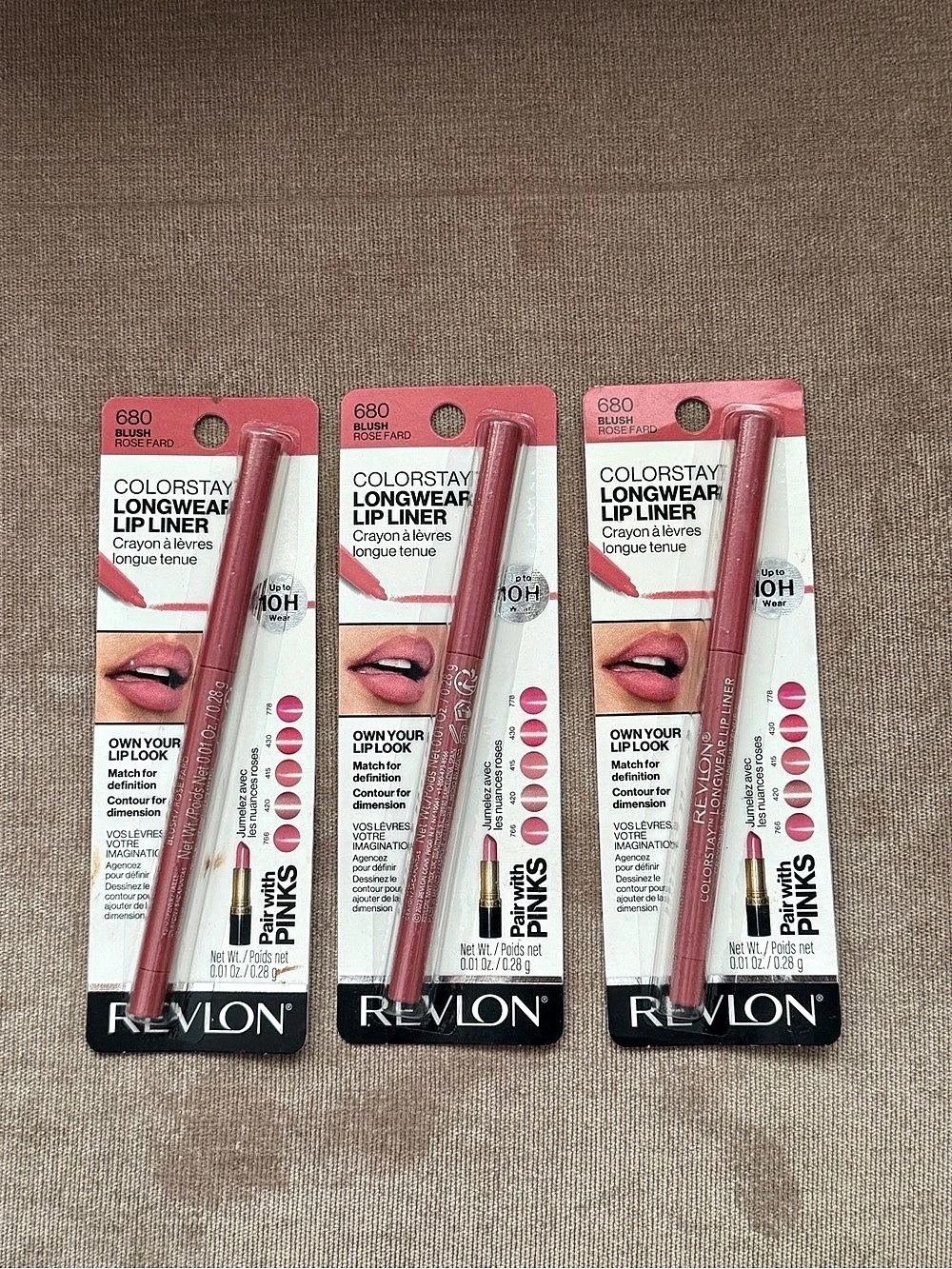 3X Revlon ColorStay Longwear Lipliner Pink Shade 680 Blush Rose